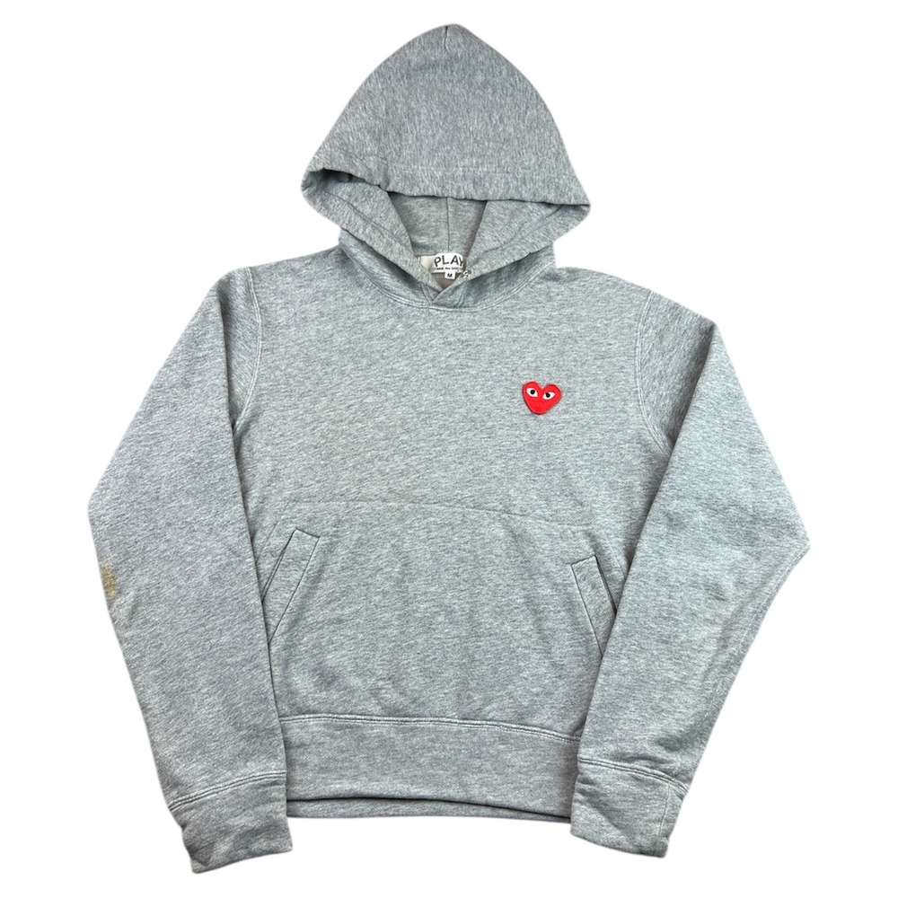 CDG Comme des Garcons PLAY Gray Hoodie Red Heart Logo Size M Streetwear